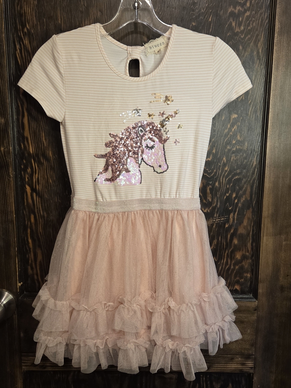 Girls 'btween' Pink Sequin Unicorn Tulle Tutu Dress Sz 8